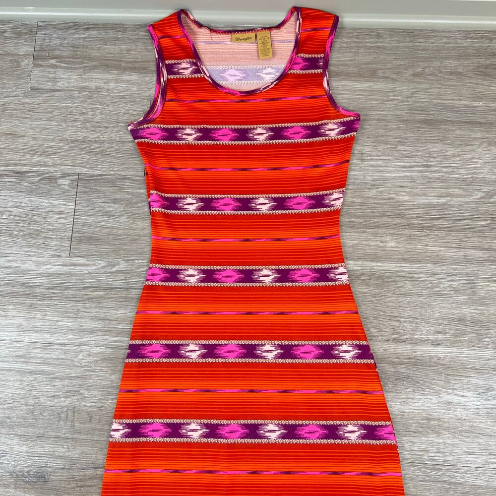 Wrangler Red Orange Western Aztec Sleeveless Scoop Neck Maxi Dress (Sz XS) - Picture 13 of 14